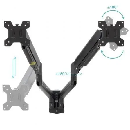 Tooq Soporte de Pared para 2 Monitores LP1434TNR-B Giratorio Inclinable Rotatorio Negro hasta 10kg por Brazo Ajustable VESA 75x75/100x100 Tooq Soporte de Pared para 2 Monitores LP1434TNR-B Giratorio Inclinable Rotatorio Negro hasta 10kg por Brazo Ajustable VESA 75x75/100x100
